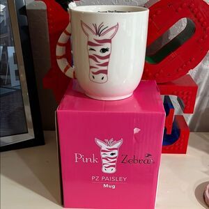 Pink Zebra PZ Paisley Mug - White and Pink NIB